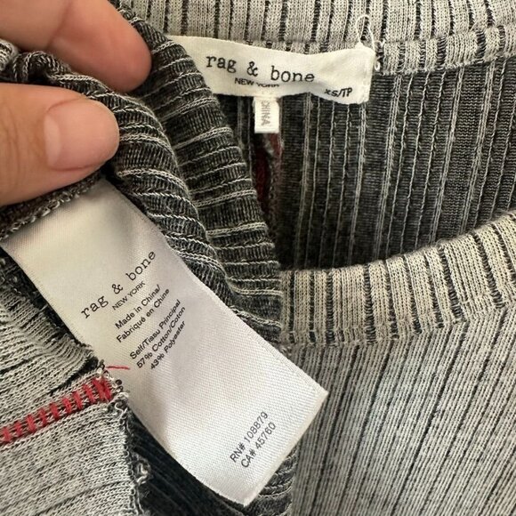 Rag‎ & Bone Elina Mélange Ribbed Cotton Blend Grey Midi Dress Size XS TP - Picture 9 of 12